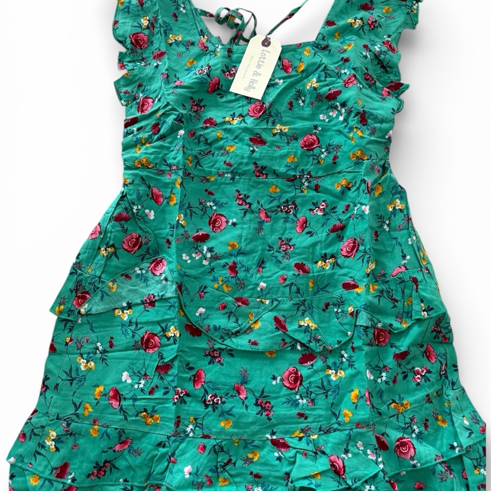 Floral Green Ruffle Top